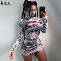 Ladies Turtleneck Dress Sexy Mesh Fashion Outfits (Free Shipping)