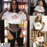 Ladies Tops Sexy Angel Print Women Short Sleeve Casual Loose T-Shirt Woman Crop Tee Short Tops Tshirt Streetwear feminina camiseta (Free Shipping)