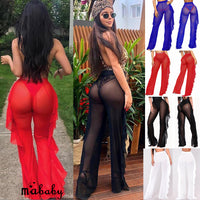 Ladies Sexy Transparent High Waist Mesh Beach Pants (Free Shipping)