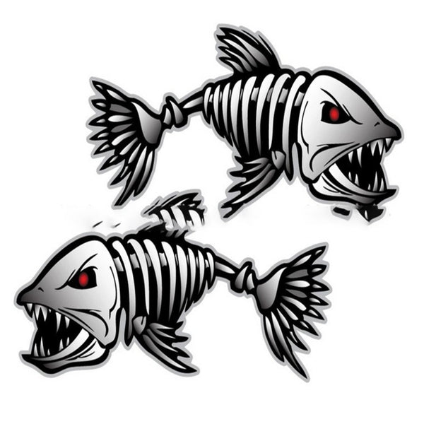 Sticker 2Pcs Skeleton Fish Bones Vehicle Vinyl Decals Stickers (Free Shipping)